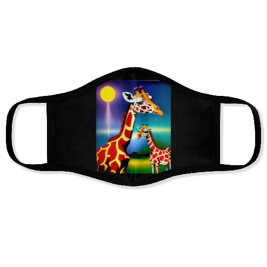 Giraffe in the spectrum of light Face Masks