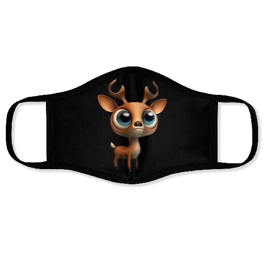 Cute deer cartoon character Face Masks