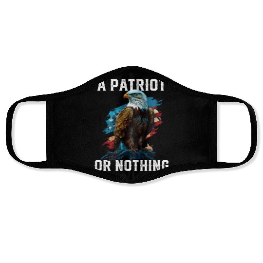 A Patriot or Nothing American Bald Eagle Face Masks