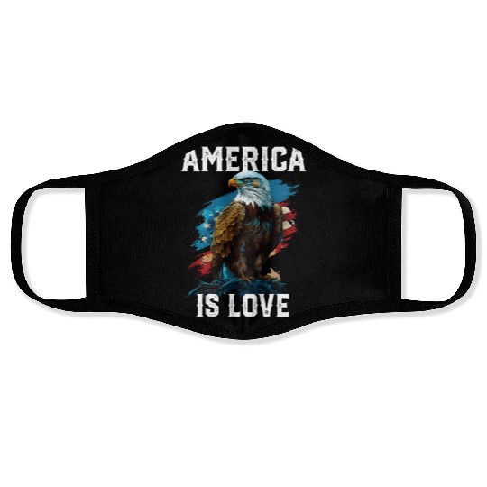 America Is Love American Bald Eagle 4th Of July Face Masks