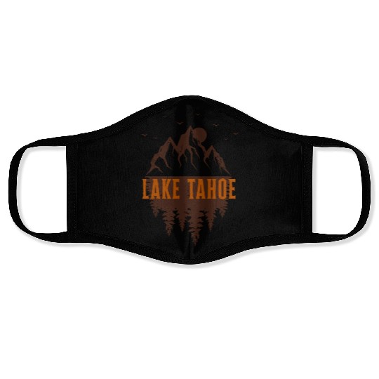lake tahoe retro mountain Face Masks