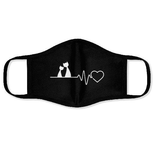 CAT HEARTBEAT Face Masks Heart Beat