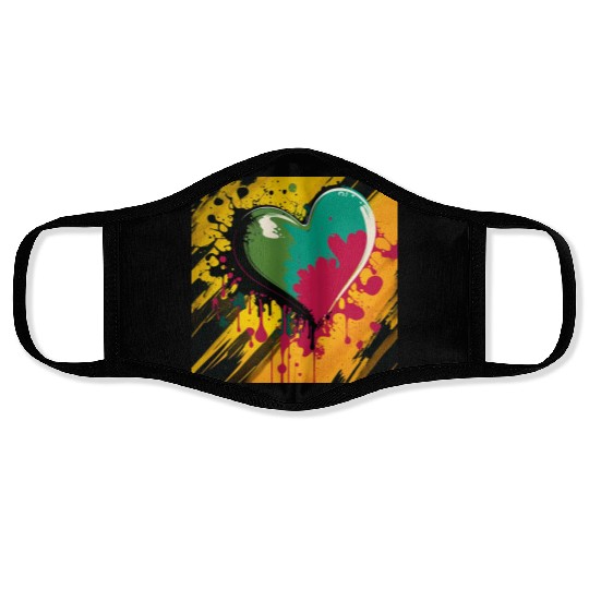 Colorful Love Pop Art Heart with a Twist Face Masks