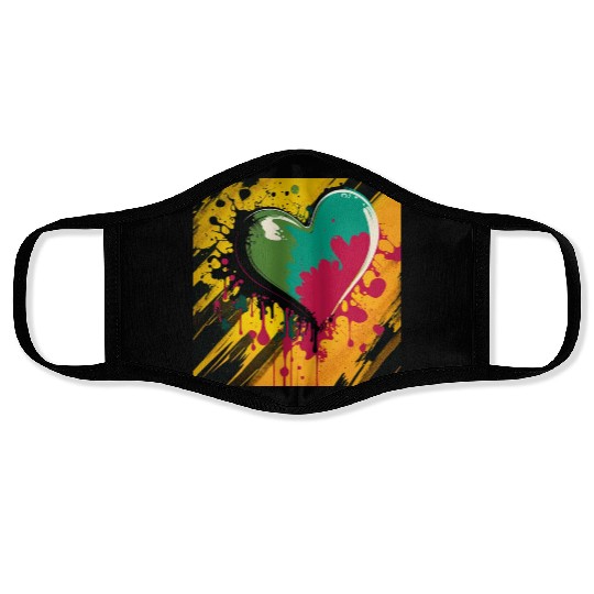 Colorful Love Pop Art Heart with a Twist Face Masks