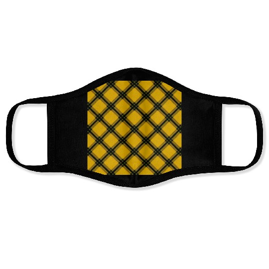 Tartan Touch A Yellow and Black Pattern Face Masks