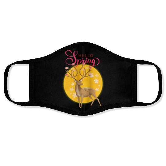 Hello Spring with cute deer Face Masks