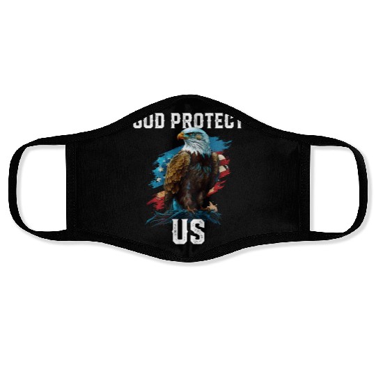 God Protect US American Bald Eagle Christian 4th Face Masks