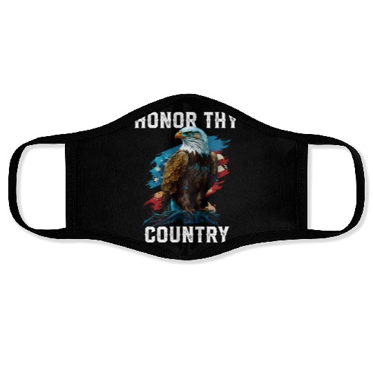 Honor Thy Country American Bald Eagle America USA Face Masks