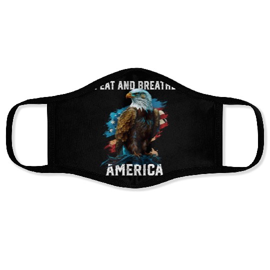 I Eat and Breathe America American Bald Eagle Face Masks