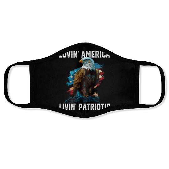 Lovin America Livin Patriotic American Bald Eagle Face Masks