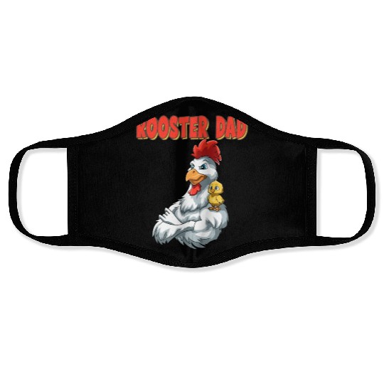 Rooster Dog with Rooster Kid for a Rooster lovers Face Masks