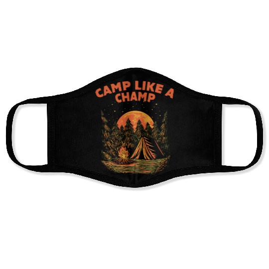Camp Like a Champ Summer Camping Tropical Camper F Face Masks
