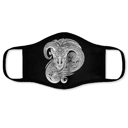 Elegant Capricorn Vintage T Tattoo Face Masks