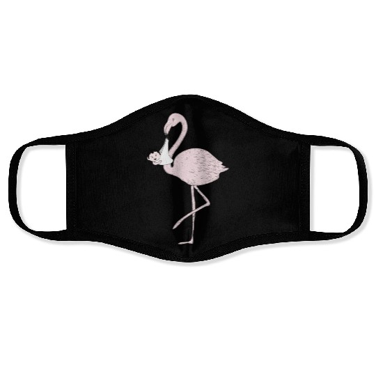 Flamingo brings the baby instead of the stork Face Masks