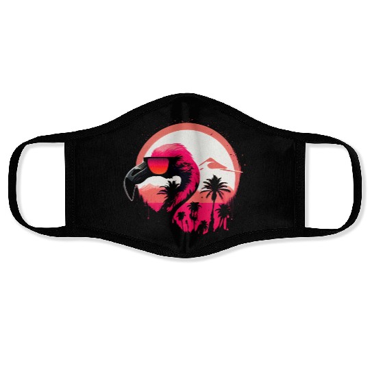 Retro Sunset Pink Flamingo Summer Design Flamingo Face Masks