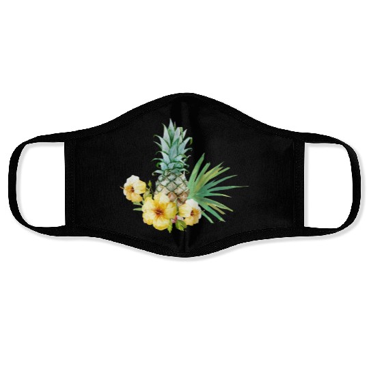 Tropical Flower Pineapple Summer Girl Hawaii Face Masks