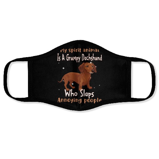 My Spirit animal Is A Grumpy Dachshund Face Masks