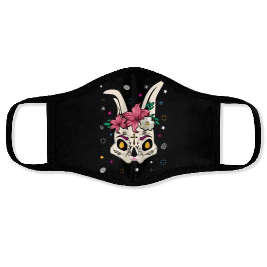 El Dia De Los Muertos Happy Easter Sunday Bunny Face Masks
