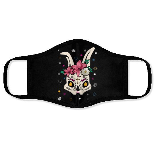 El Dia De Los Muertos Happy Easter Sunday Bunny Face Masks
