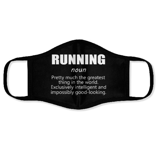 Running Funny Definition Funny 5k Marathon Runner Face Masks