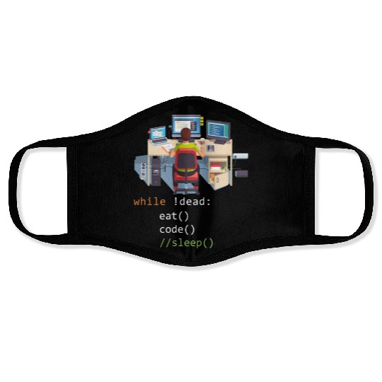 Computer Science Python Programmer Eat Code Sleep Face Masks
