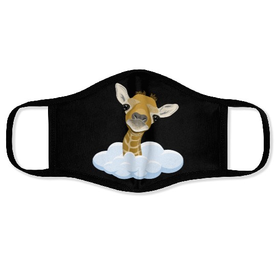 Giraffe with overlook Face Masks