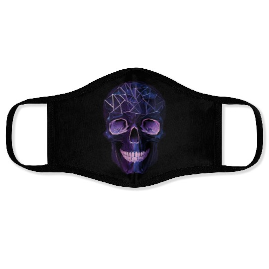 Purple Violet Geometric Design Skull Face Masks