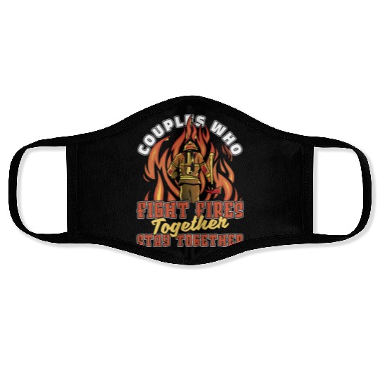 Firefighter Thin Red Line Couple Face Masks