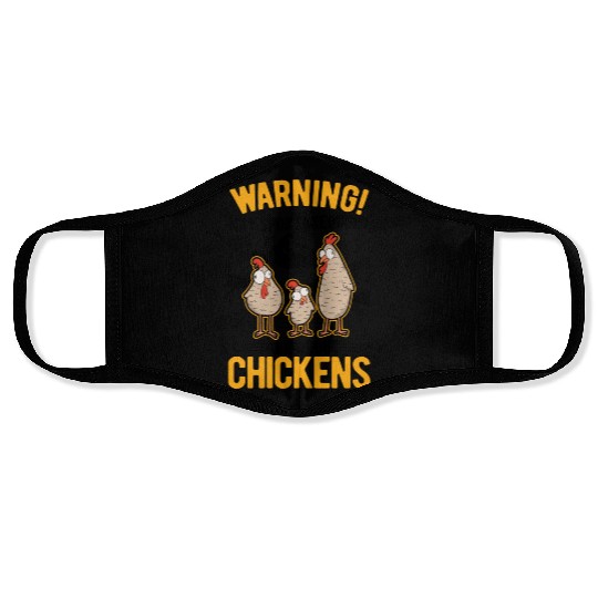 Warning Chickens Farmer Chicken Face Masks