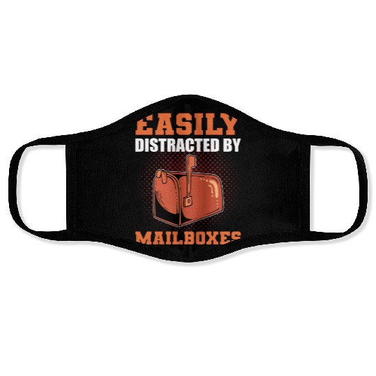 Easily Distracted By Mailboxes Postal Worker Face Masks