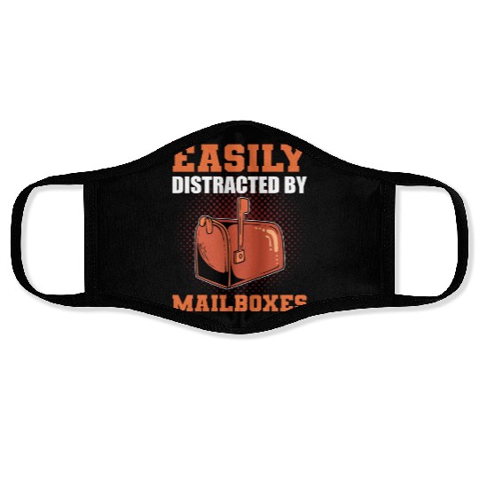 Easily Distracted By Mailboxes Postal Worker Face Masks