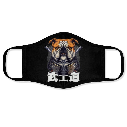 Japanese Samurai Bushido Bulldog Katana Pet Dog Face Masks