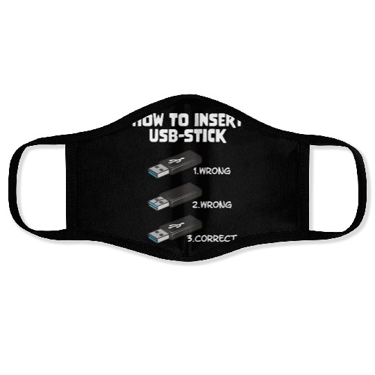 How To Insert USB Stick Funny Programmer Meme Face Masks