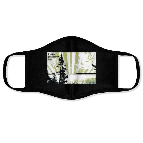 Retro vintage Lake YStone in yellow green Face Masks