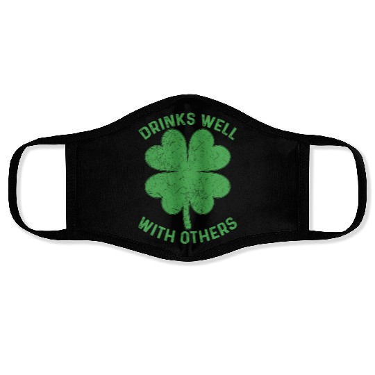 Drinks Well With Others Irish St Patricks Day Beer Face Masks