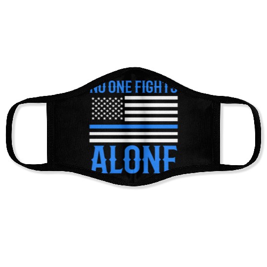 No One Fights Alone Thin Blue Line Police Face Masks