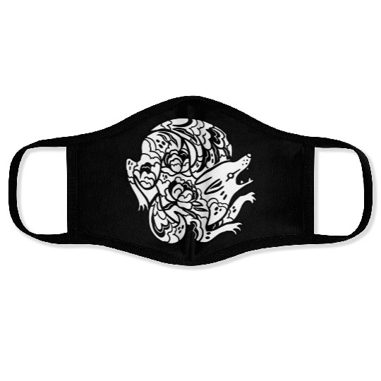 Flower Wolf Face Masks