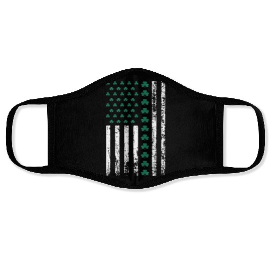 Shamrock American Flag, St. Patrick's Day Face Masks