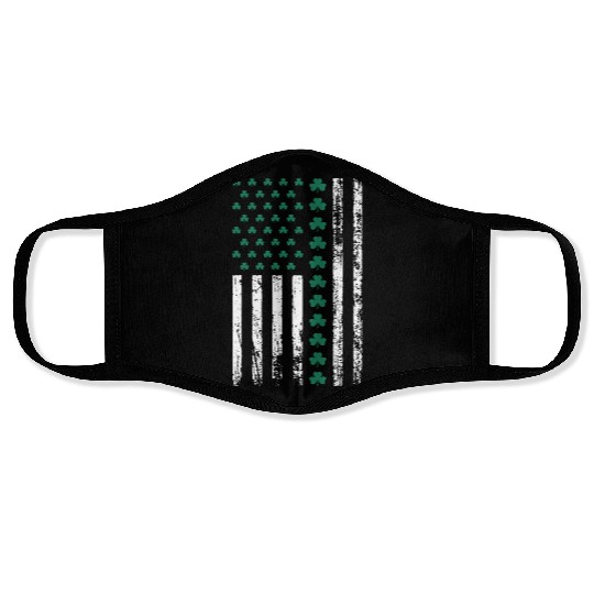 Shamrock American Flag, St. Patrick's Day Face Masks