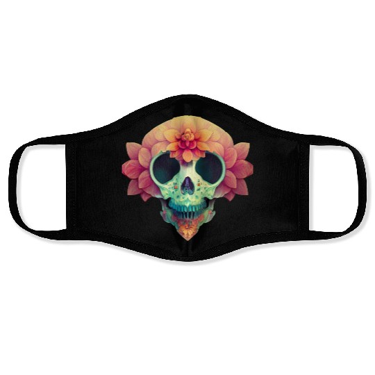 Floral Skull Candy Face Masks