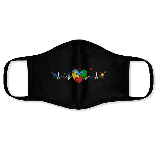 Autism Heart Beat Face Masks Autism Awareness