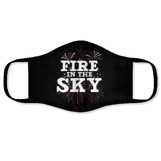 Fire In The Sky Patriotic America USA 4th Of July Face Masks