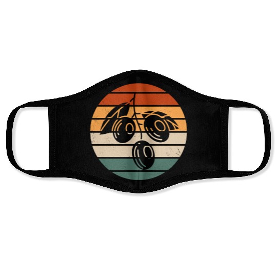 Retro Green Olive Design Face Masks