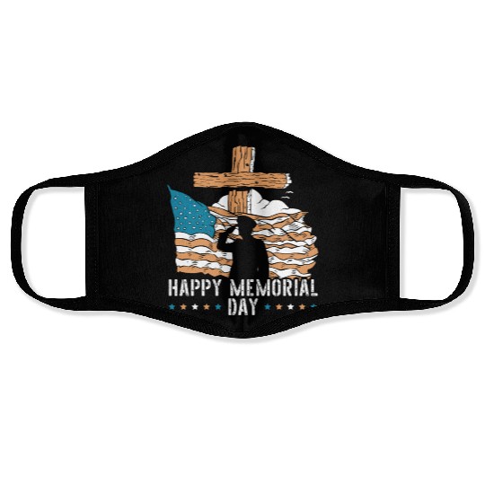 Patriotic Veteran USA Flag American Memorial Day Face Masks