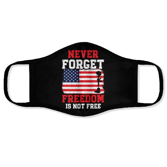 Never Forget Freedom Is Not Free USA Memorial Day Face Masks