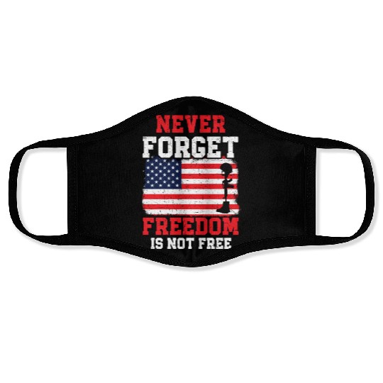 Never Forget Freedom Is Not Free USA Memorial Day Face Masks
