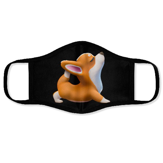 Corgi dog in yoga pose Face Masks