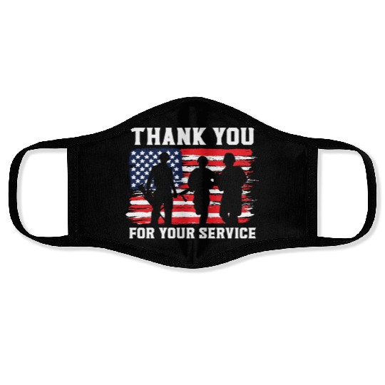 Patriotic Veteran USA Flag American Memorial Day Face Masks