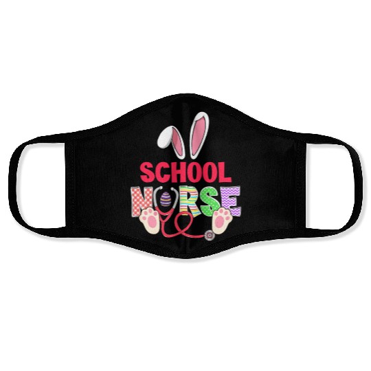 Stethoscope Cute Bunny School Nurse Easter Teacher Face Masks