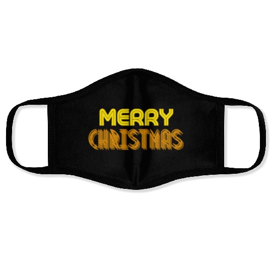 Merry Christmas Yellow Neon Colors Face Masks